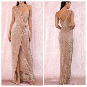 Jessica Bara rose gold gown